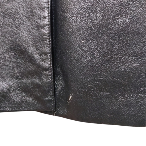 Newport News Black Button Front Genuine Leather Jacket Coat Women's Size Large L - Picture 8 of 11